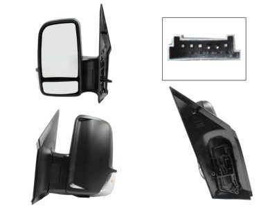 Espejo izquierda manual negro poroso sin control con luz direccional (2 lunas) (VW crafter 2008-2018)