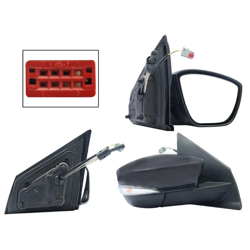 Right side mirror manual black for paint with control with light turn signal (2 pines)