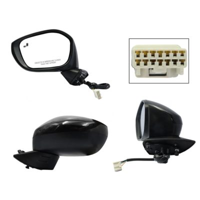 Left electric black side mirror for paint with detector punto ciego (7 pines) 4PTAS