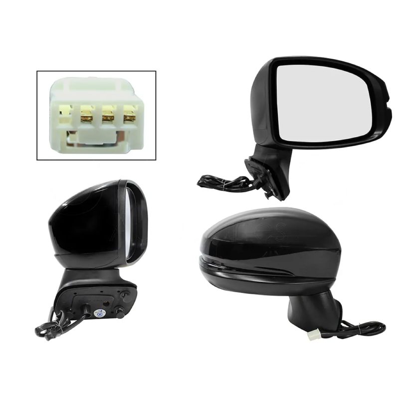Right electric black side mirror for paint (3 pines)