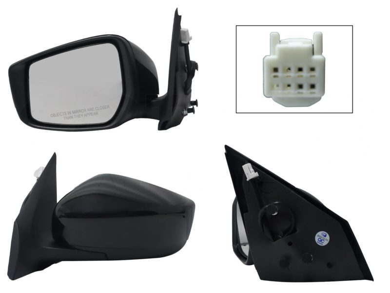 Left electric black side mirror for paint (3 pines)