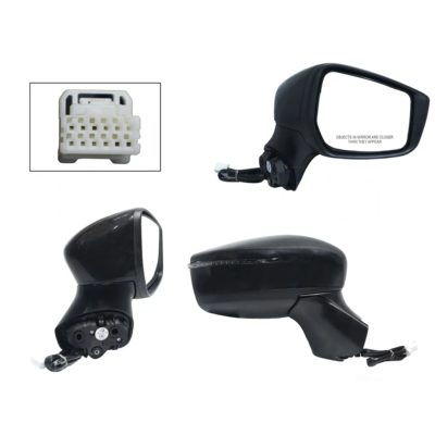 Espejo derecho electrica negro para pintar con luz direccional (6 pines)