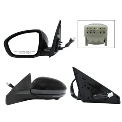 Espejo izquierda electrica negro para pintar con luz direccional con camara con desempanante (10 pines)