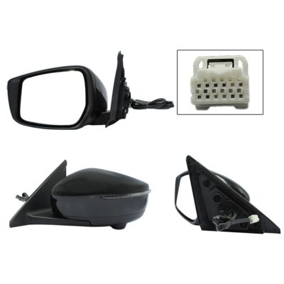 Espejo izquierda electrica negro para pintar con luz direccional con camara (9 pines)