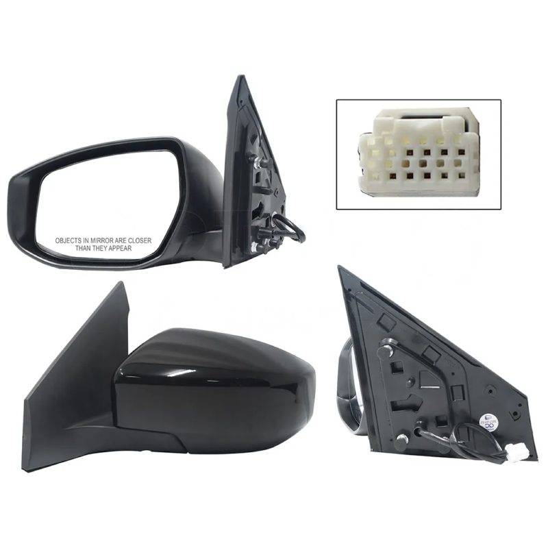 Left electric black side mirror for paint (3 pines)