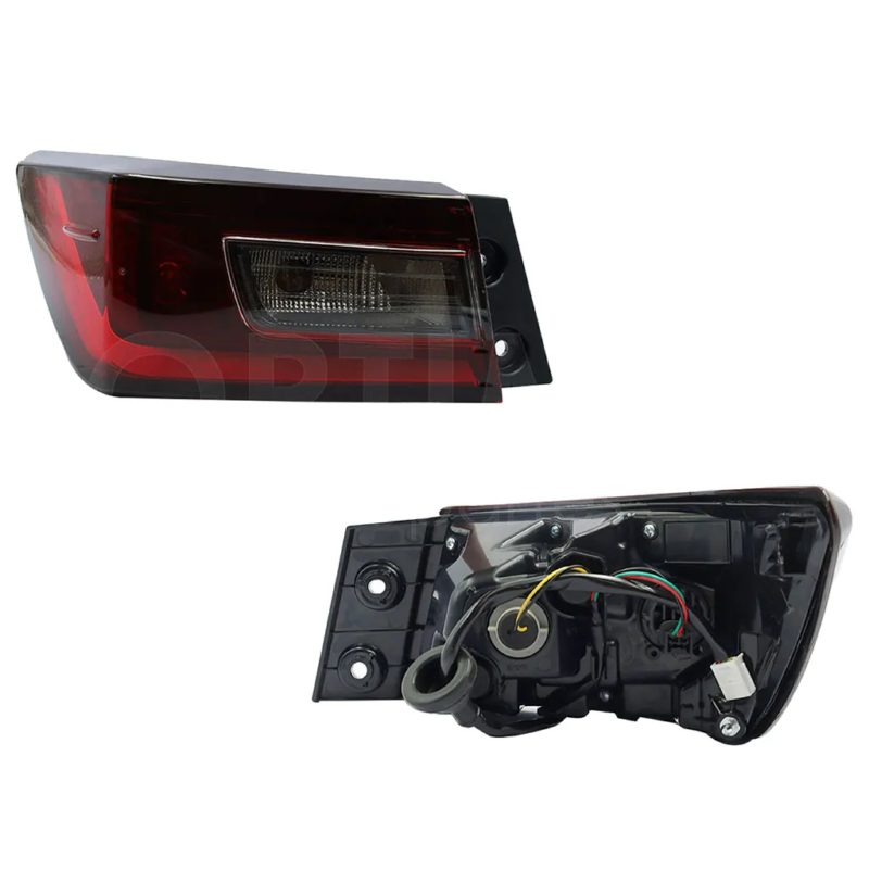 Calavera izquierda exterior con arnes con led sin drl oscura (Rojo / blanco / rojo)