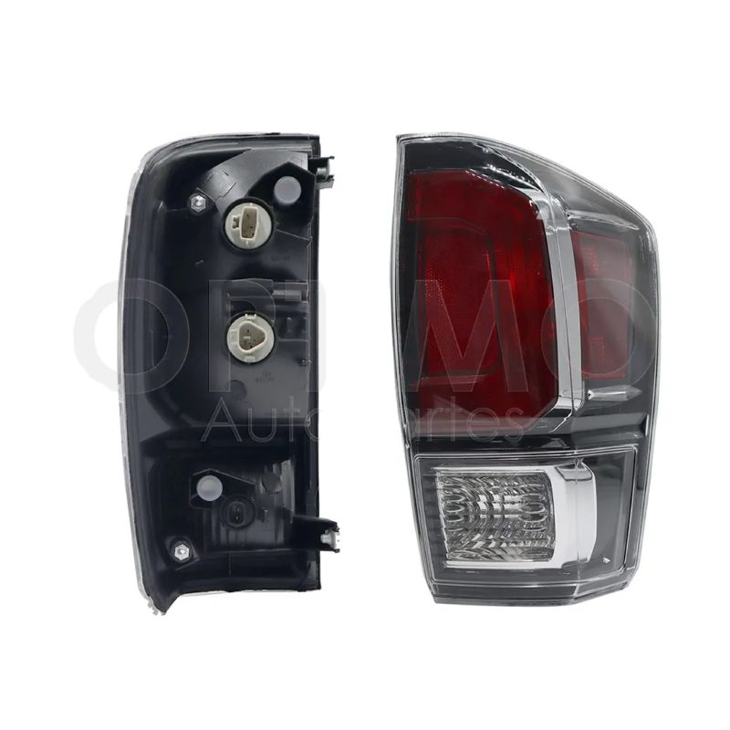 Calavera derecho sin arnes con soquet transparente filos negros con cromo (Rojo / blanco)