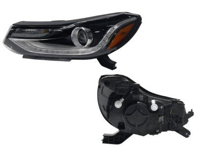 Faro izquierda f / negro con led con lupa con mica ambar