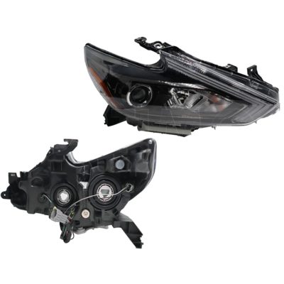 Faro derecho f / negro con lupa para halogeno con mica ambar