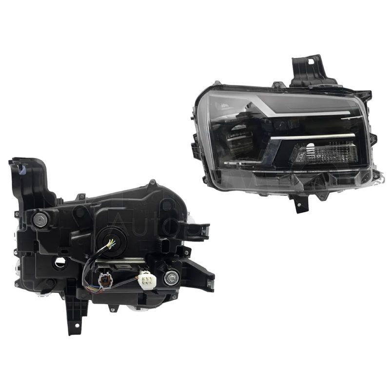 Faro derecho f / negro con led sin motor filo cromo