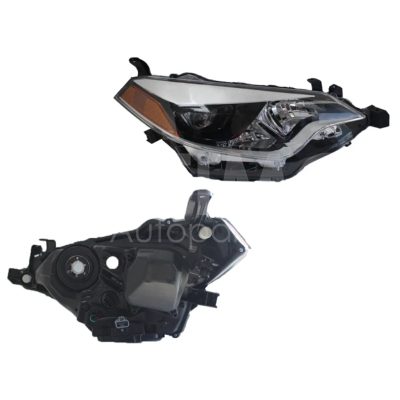 Faro derecho f / negro con led con lupa con mica ambar