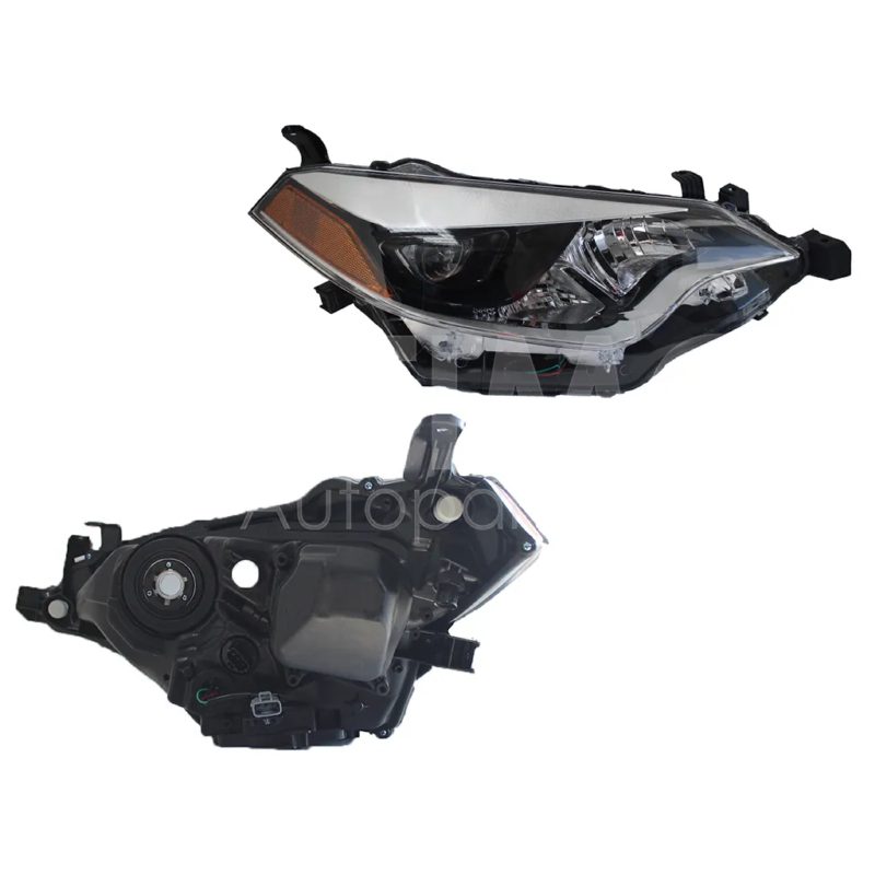 Faro derecho f / negro con led con lupa con mica ambar