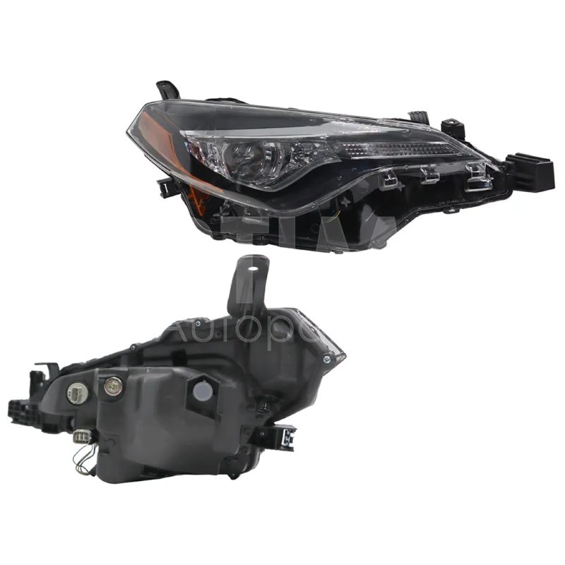 Faro derecho f / negro con led con lupa con mica ambar