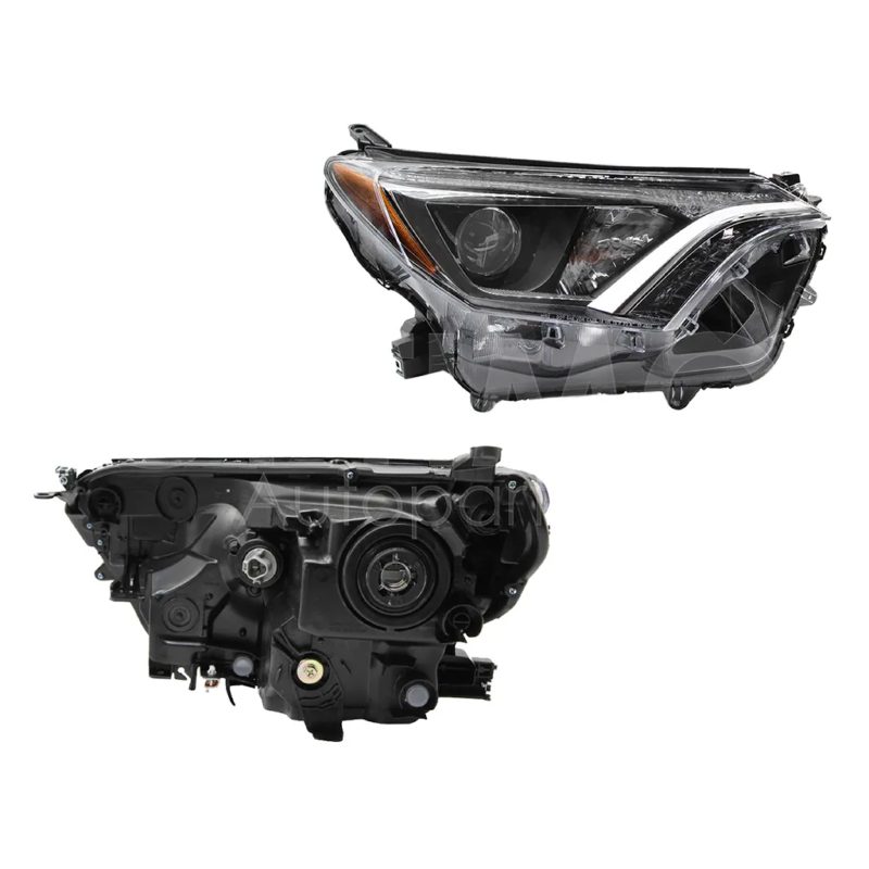 Faro derecho f / negro con lupa con mica ambar