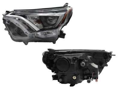 Faro izquierda f / negro con led con lupa con mica ambar