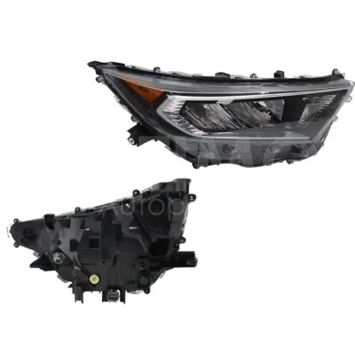 Faro derecho f / negro con led filo cromo con mica ambar