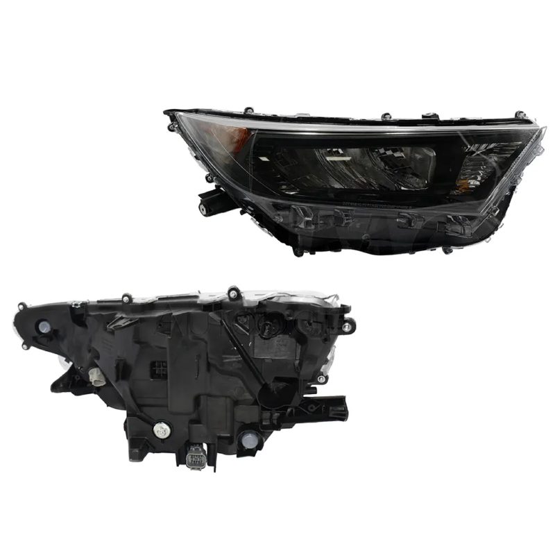 Faro derecho f / negro con led filo negro con mica ambar