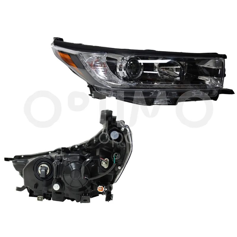 Faro derecho f / negro con lupa con drl filo cromo y negro con mica ambar