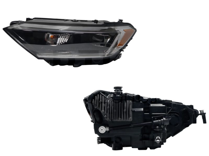 Faro izquierda f / negro con led con lupa con mica ambar
