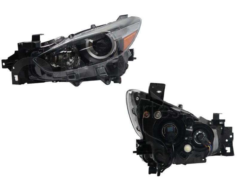 Faro izquierda f / negro con lupa para halogeno con mica ambar (Sedan / hatchback)