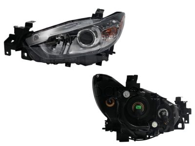 Faro izquierda f / negro con lupa para halogeno con mica ambar