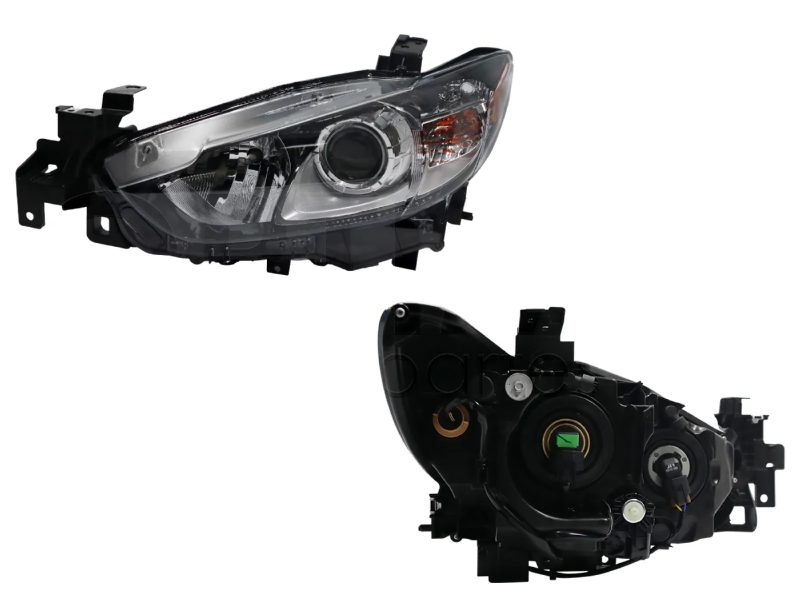 Left headlight f / black with lupa for halogeno with mica amber