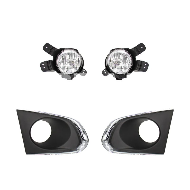 Kit faro aux con rejillas negras filo cromo con focos