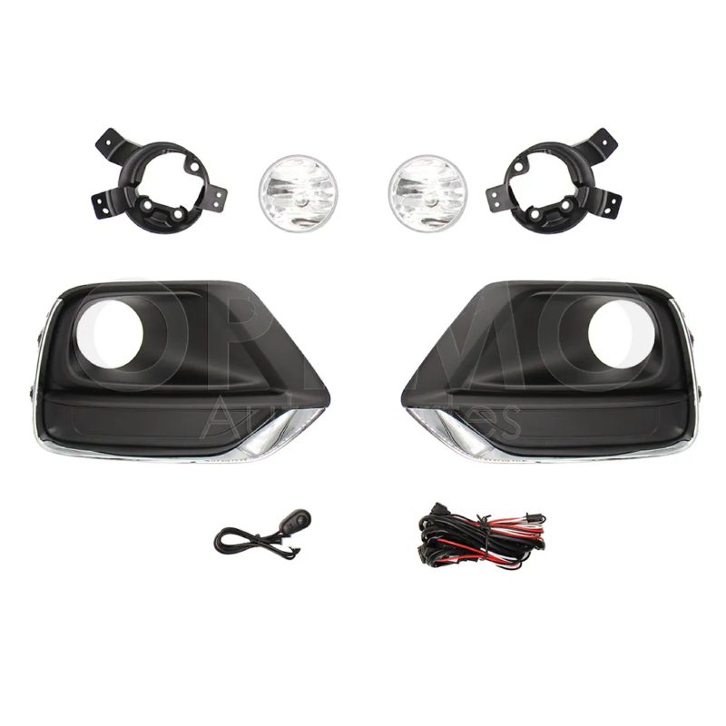 Kit faro aux con cables con rejillas negras filo cromo con focos