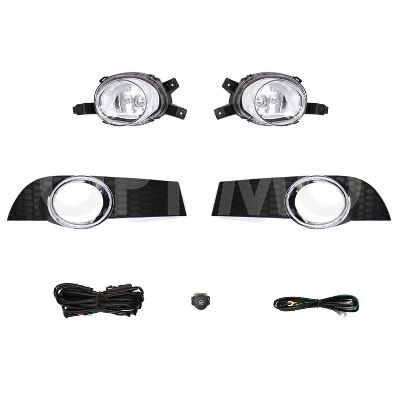 Kit faro aux con cables con rejillas arillo cromo con focos