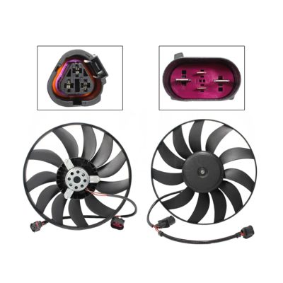Radiator fan assembly for A/C without / shroud 2-4 pins without / resistor 2CONECTORES (Caddy 2.0L 2016-2019) motor / aspa